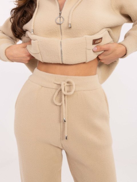 Komplet damski bluza ze spodniami beżowy