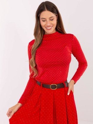 Bluzka damska elegancka z dżetami czerwona