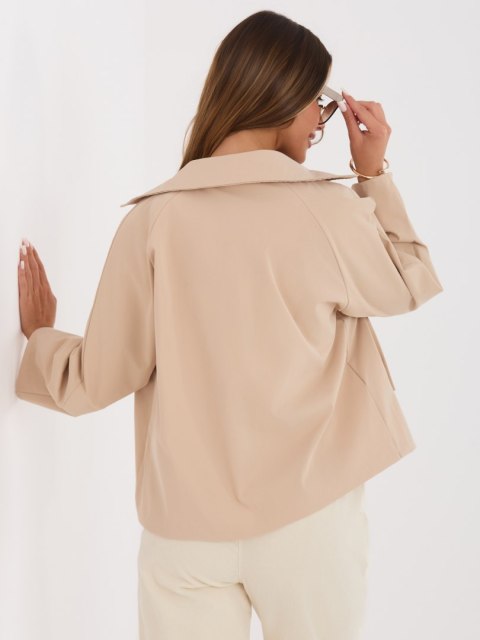Płaszcz damski krótki elegancki guziki camelowy