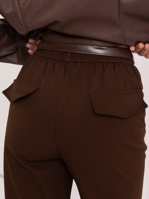 Spodnie damskie wide leg z kieszeniami brązowe