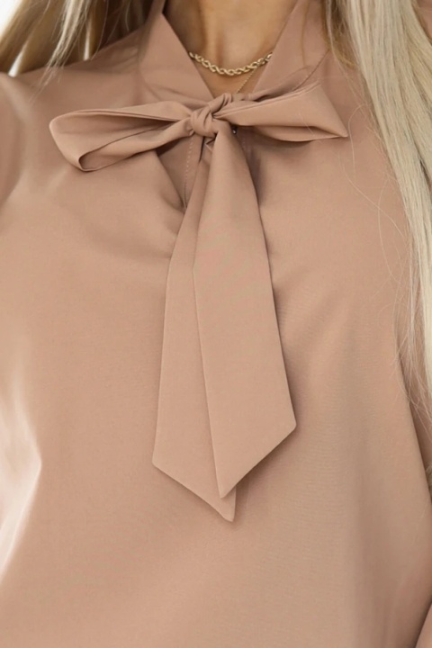 Bluzka damska elegancka z wiązaniem mocha