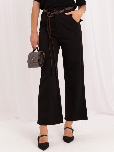 Spodnie damskie wide leg z kieszeniami czarne