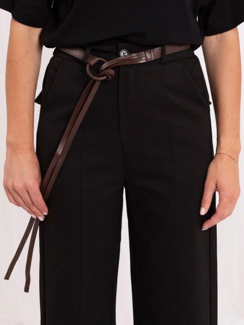 Spodnie damskie wide leg z kieszeniami czarne