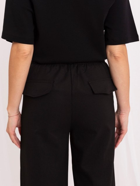Spodnie damskie wide leg z kieszeniami czarne