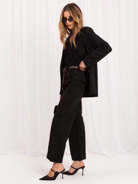 Spodnie damskie wide leg z kieszeniami czarne