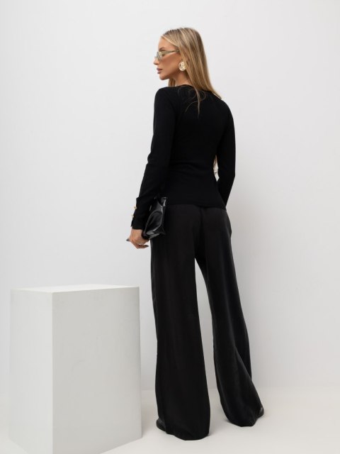 Sweter elegancki na zakładkę czarny