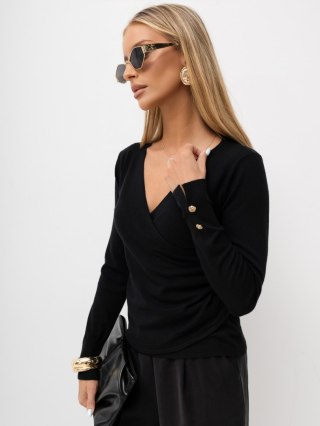 Sweter elegancki na zakładkę czarny
