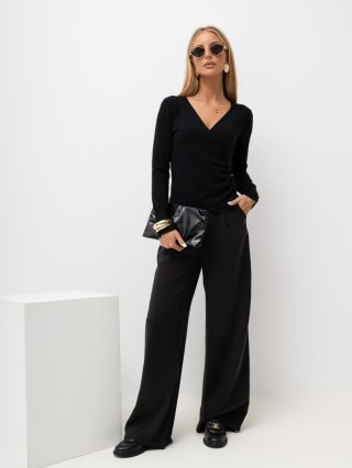 Sweter elegancki na zakładkę czarny