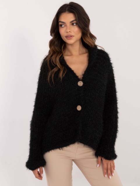 Sweter rozpinany z ozdobnymi guzikami czarny