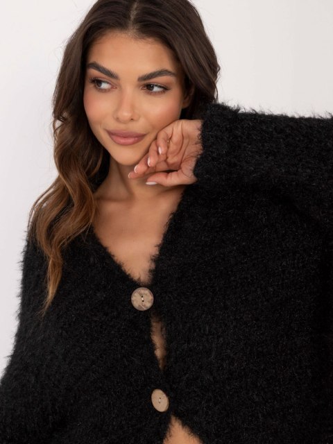 Sweter rozpinany z ozdobnymi guzikami czarny