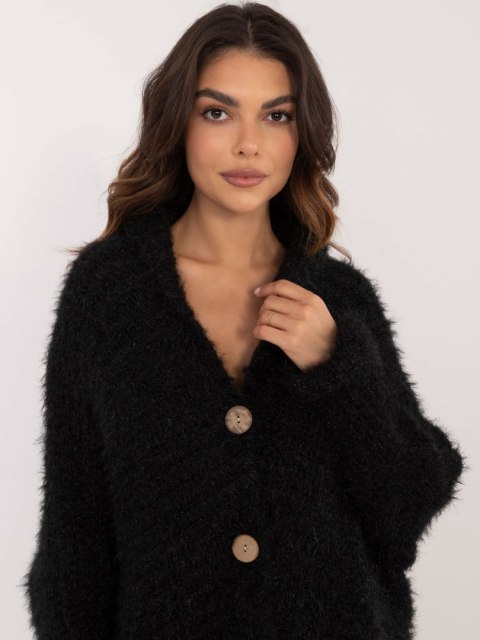 Sweter rozpinany z ozdobnymi guzikami czarny