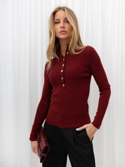 Sweter ze stójką bordowy