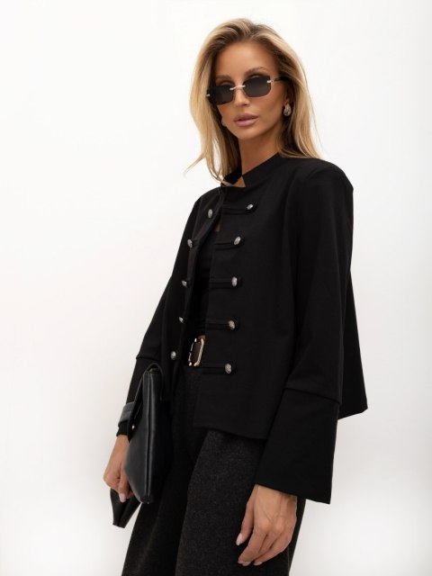 Elegancka marynarka z dwurzędowymi guzikami czarna