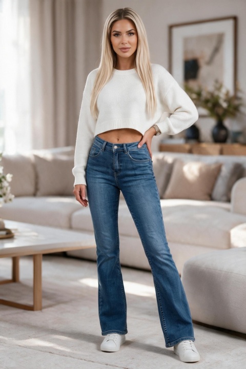 Spodnie damskie jeansy dzwony flare