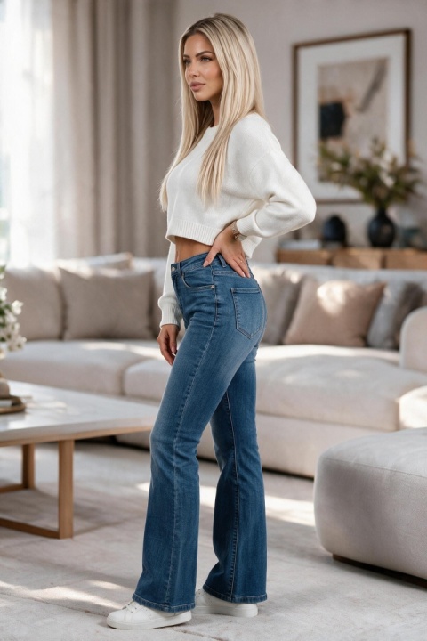 Spodnie damskie jeansy dzwony flare